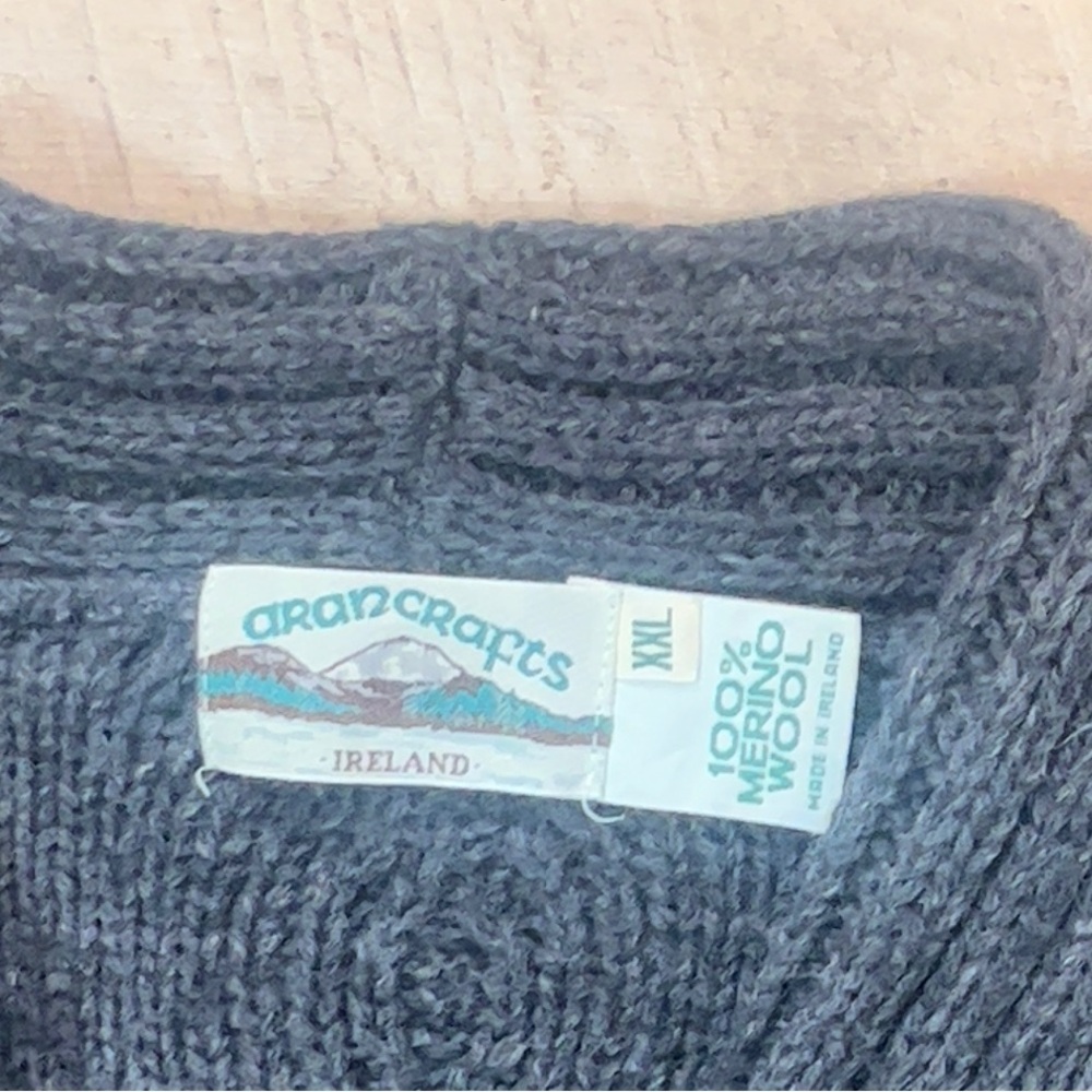 Aran Crafts Men’s 100% Merino Wool Cable Knit Shawl Collar Cardigan Sweater XXL - Picture 7 of 10